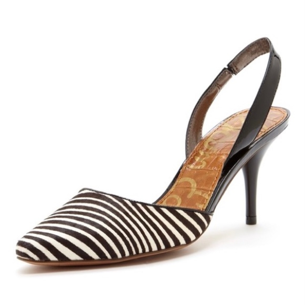 Sam Edelman Black and White Zebra Print Slingback Pumps